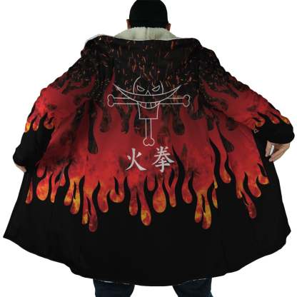 Red Flames Whitebeard Pirates One Piece Dream Cloak Coat