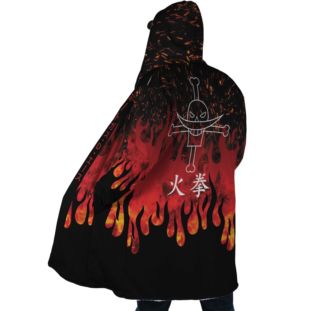 Red Flames Whitebeard Pirates One Piece Dream Cloak Coat