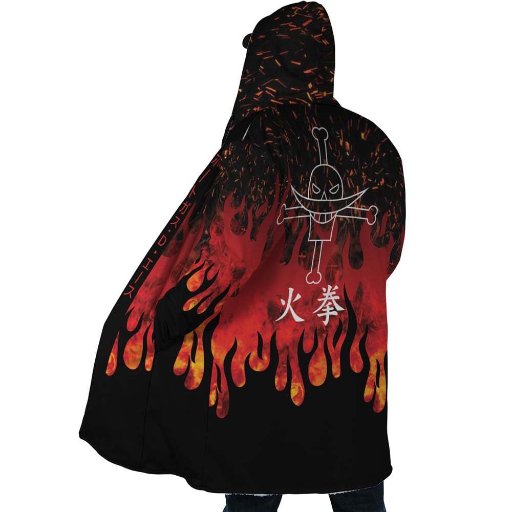 Red Flames Whitebeard Pirates One Piece Dream Cloak Coat