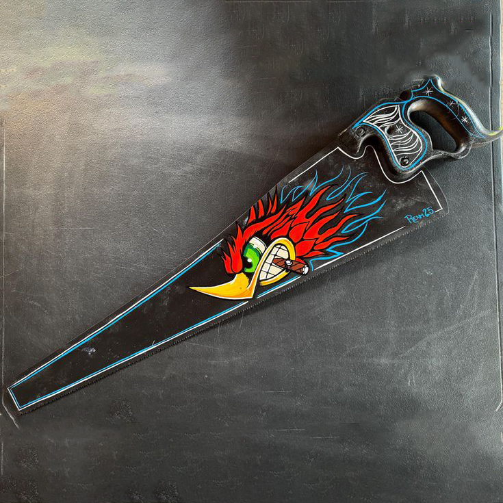 Vintage Hand-Painted Woody Woodpecker Saw