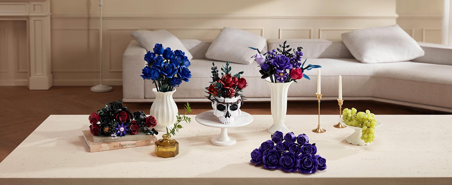 Supreowls Skull Roses Flower Bouquet Building Set, Botanical Collection Kit for Adult Women, Gift for Mother’s Day for Her/Girlfriend/Mom/Wife/Couple, Goth Horror Skeleton Pot Home Table Decor Aesthetic Supreowls Skull Roses Flower Bouquet Building Set, Botanical Collection Kit for Adult Women, Gift for Mother’s Day for Her/Girlfriend/Mom/Wife/Couple, Goth Horror Skeleton Pot Home Table Decor Aesthetic