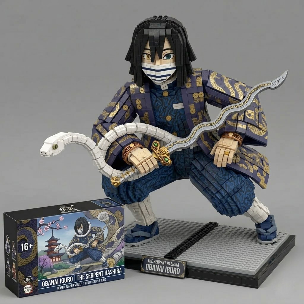 Demon Slayer Obanai Iguro Block Figure – Serpent Hashira Anime Brick Collectible