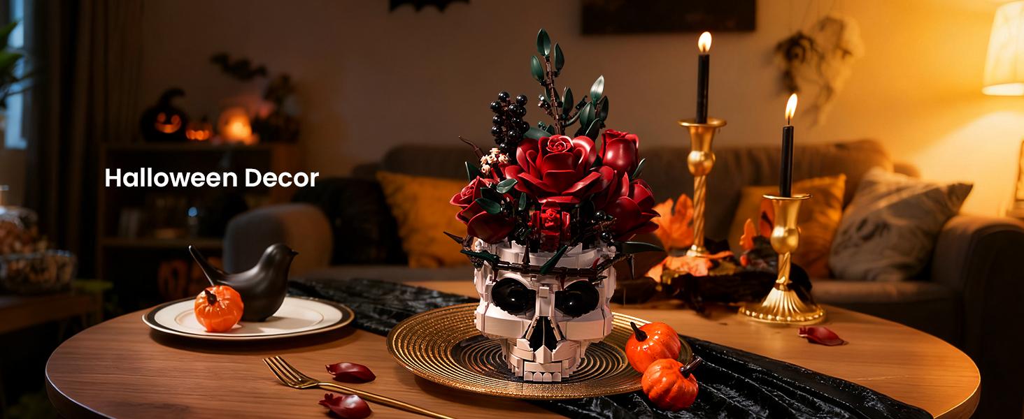Supreowls Skull Roses Flower Bouquet Building Set, Botanical Collection Kit for Adult Women, Gift for Mother’s Day for Her/Girlfriend/Mom/Wife/Couple, Goth Horror Skeleton Pot Home Table Decor Aesthetic Supreowls Skull Roses Flower Bouquet Building Set, Botanical Collection Kit for Adult Women, Gift for Mother’s Day for Her/Girlfriend/Mom/Wife/Couple, Goth Horror Skeleton Pot Home Table Decor Aesthetic