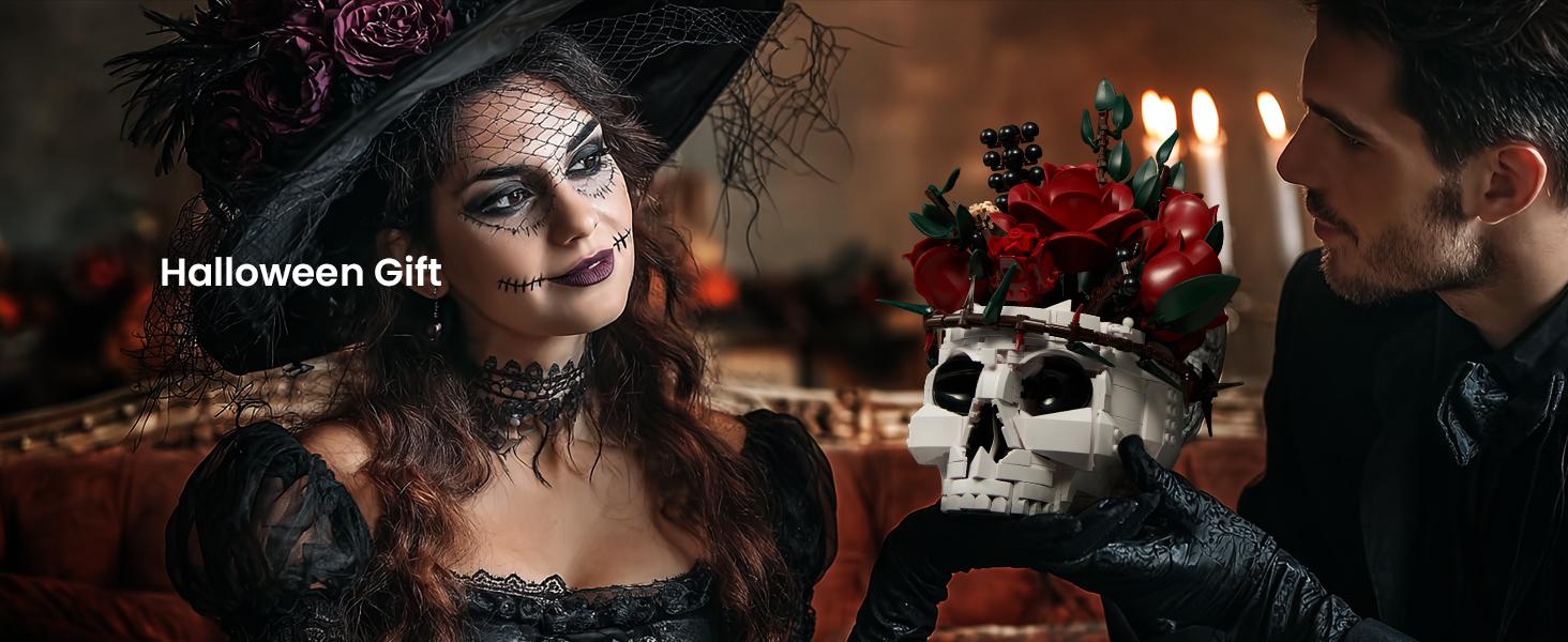 Supreowls Skull Roses Flower Bouquet Building Set, Botanical Collection Kit for Adult Women, Gift for Mother’s Day for Her/Girlfriend/Mom/Wife/Couple, Goth Horror Skeleton Pot Home Table Decor Aesthetic Supreowls Skull Roses Flower Bouquet Building Set, Botanical Collection Kit for Adult Women, Gift for Mother’s Day for Her/Girlfriend/Mom/Wife/Couple, Goth Horror Skeleton Pot Home Table Decor Aesthetic