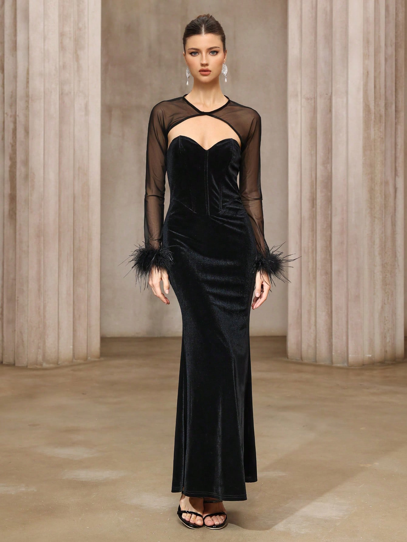 Annabel Black Strapless Cheongsam