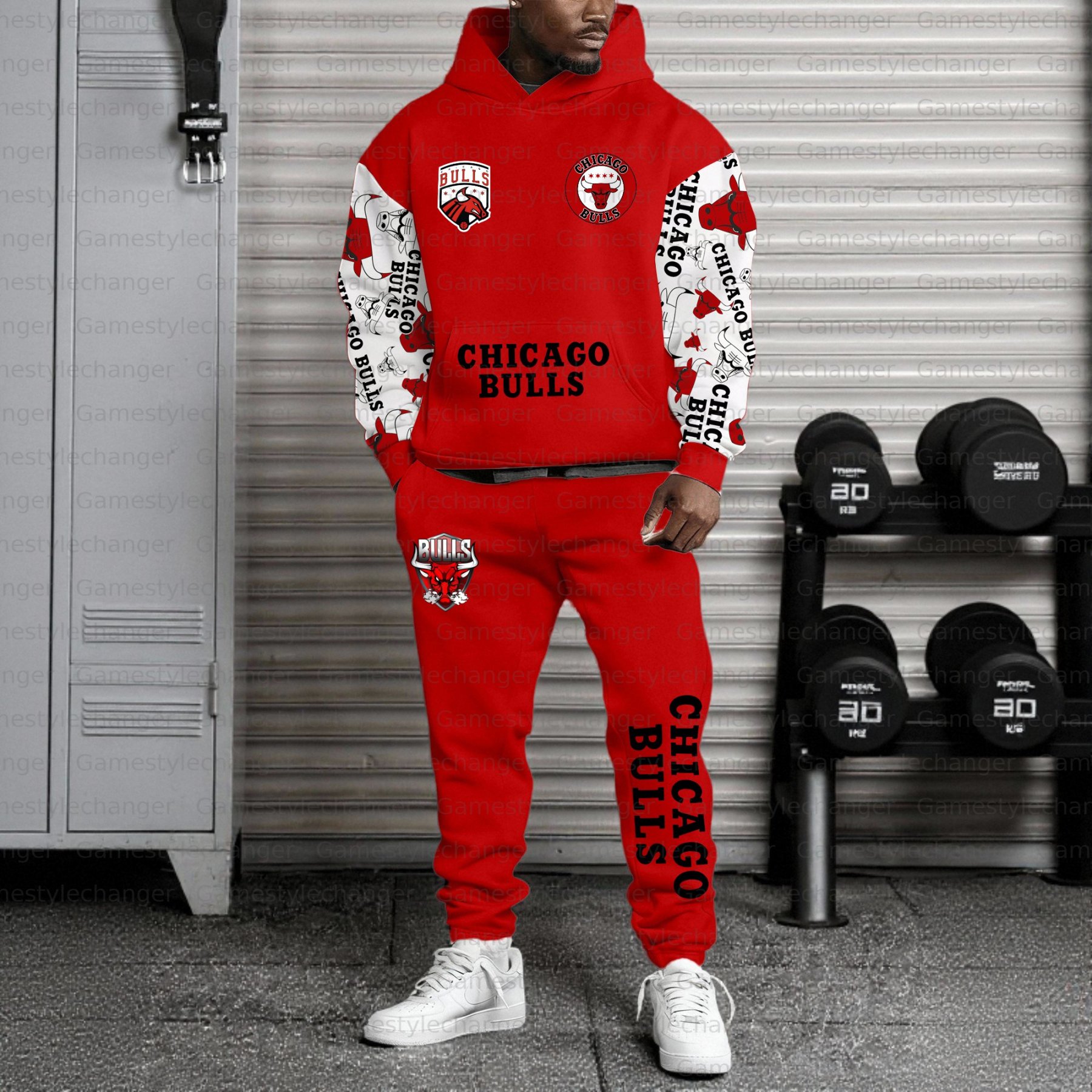 (Fleece-Lined Hoodie) 3D Printed Pullover Hoodie And Sweatpant 2pcs Tr