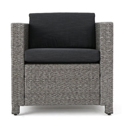 4-Piece Patio Wicker Sofa Set – Loveseat + 2 Club Chairs + Table – All-Weather, Water-Resistant Outdoor Furniture