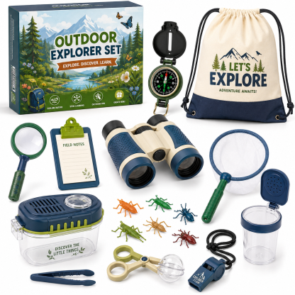 Outdoor Explorer Kit for Kids, Bug Catching Kit STEM Nature Exploration Toys, Camping & Hiking Educational Gift for Boys Girls Ages 3-8