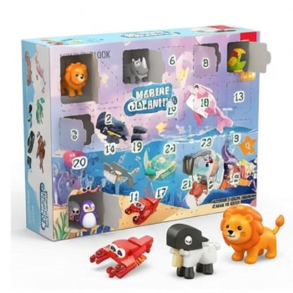 Advent Calendar, 12 Small Animals and 12 Sea Animals Clamping Blocks Set, 24 Animals Model Kit, Christmas Calendar Children, Animals Model Kit