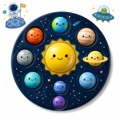 Solar System Dimple Fidget Toy for Kids, Jumbo Pop Sensory Toy with Planet Design, Space & Astronomy Educational Gift for Boys & Girls
