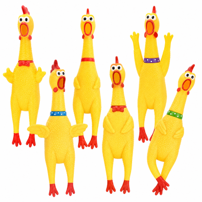 6 Pcs Large Screaming Chicken Dog Toys, 12-Inch Yellow Rubber Squeaky Chicken Toys for Dogs, Funny Squeeze Pet Chew Toy Set