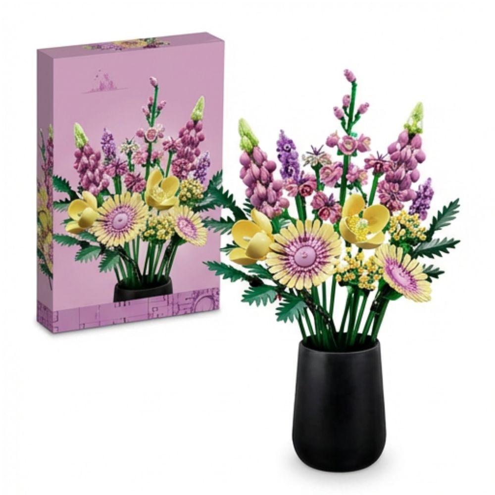 Fomantic Flower Bouquet Rose Orchid Building Block Bricks Toy DIY Potted Illustration Holiday For Girlfriend Gifts 939PCS Bricks