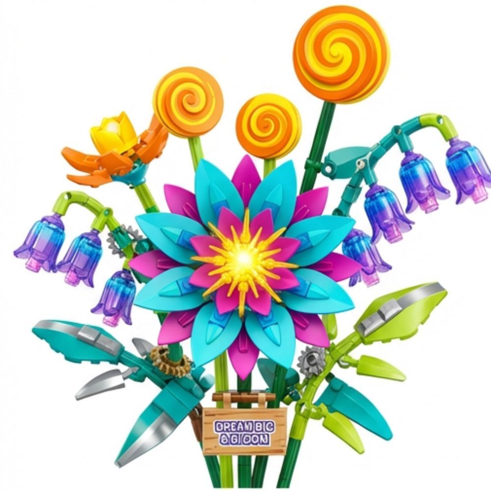 Flower Bouquet Bricks with LED lighting Kit, compatible with 10280 for Adults 856PCS