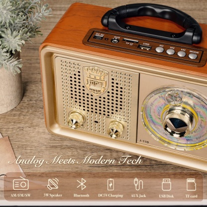 Portable Radio Retro AM FM Shortwave Transistor Bluetooth Speaker Battery 3 Way AC Power AUX TF Card USB Home Outdoor Gift Sound Entertainment