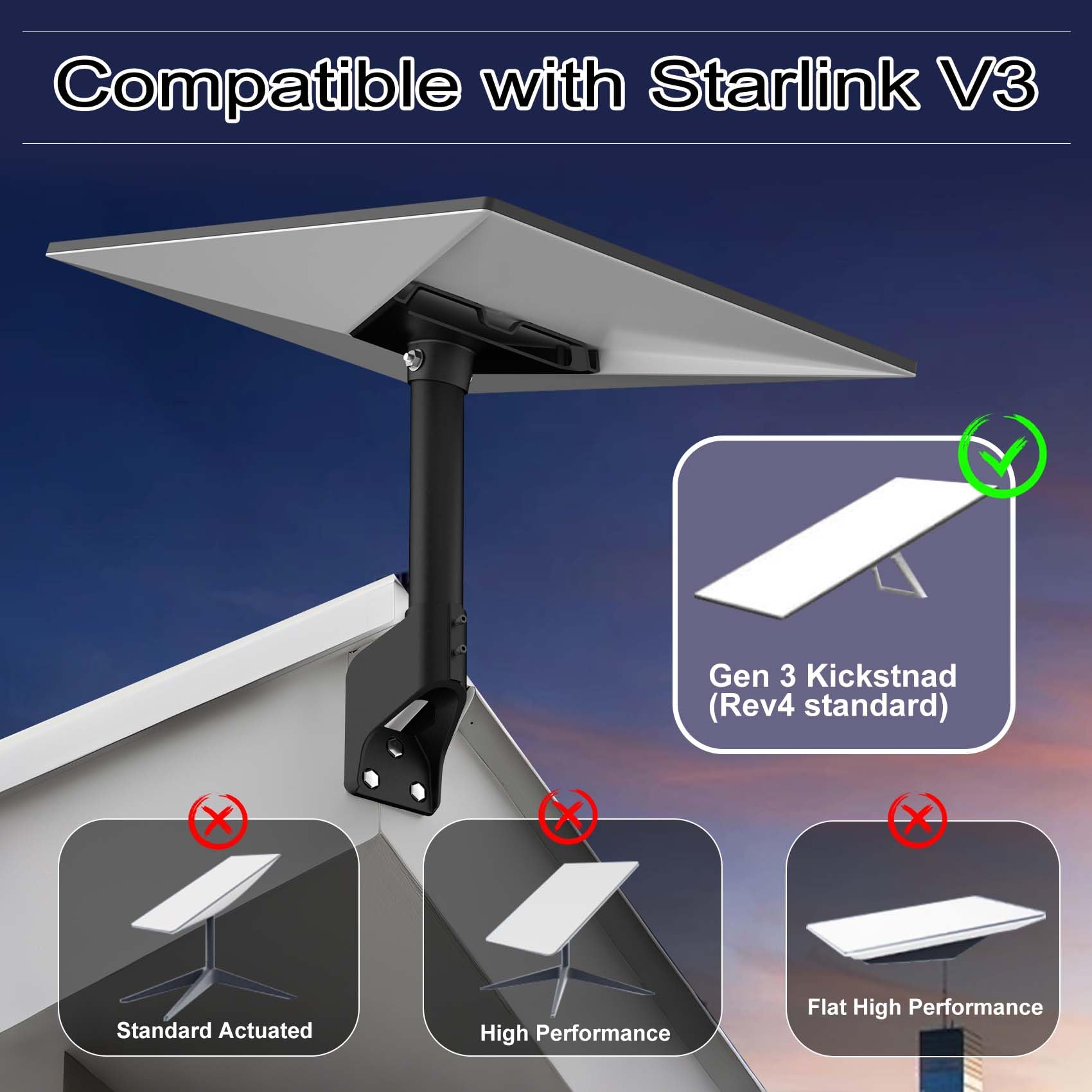 Starlink Gen 3 Mount,360 Degree Adjustable Starlink Short Wall Mount,Starlink Roof Mount,Starlink Mounting Kit,Starlink Pole Mount