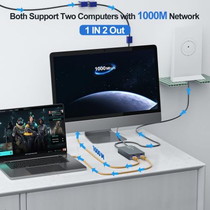 Replacement Starlink Ethernet Adapter Multi Ports Gen 2 1 to 2 Wired Network 1 Gbps Fast Stable Connection
