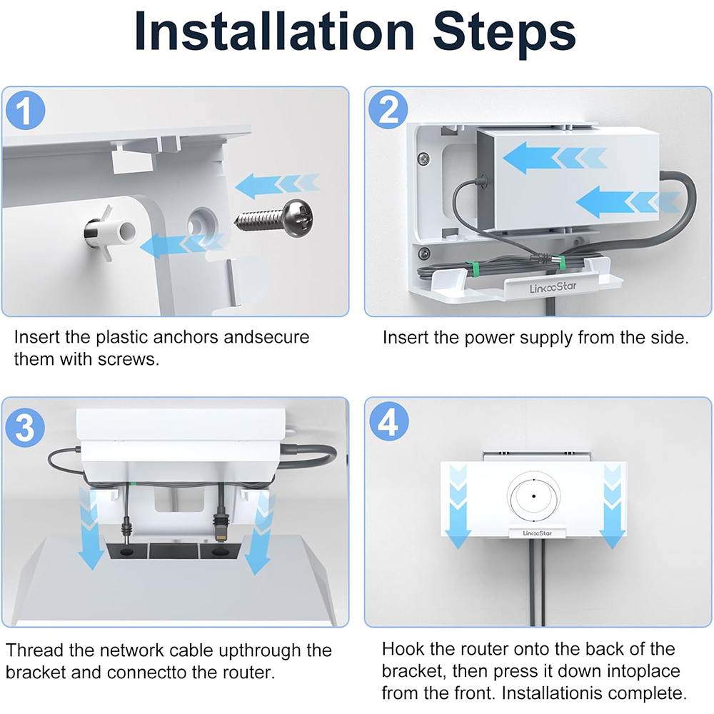 Starlink Gen 3 Router Mount, 2 in 1 Starlink V3 Router Wall Mount/Desk Mount with Starlink Power Supply Mounting Kit Accessories for Space Saving