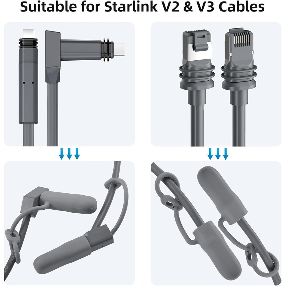 4Pcs Starlink Cable Silicone Caps Universal Starlink Gen 3 Cable and Gen 2 Cable Plug Waterproof Protective Silicone Covers Router and Antenna Ends Caps