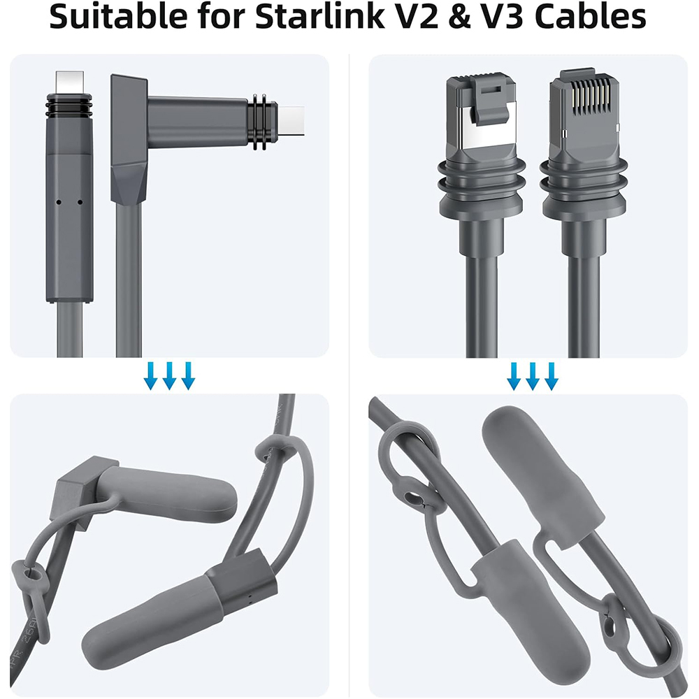 4Pcs Starlink Cable Silicone Caps Universal Starlink Gen 3 Cable and Gen 2 Cable Plug Waterproof Protective Silicone Covers Router and Antenna Ends Caps