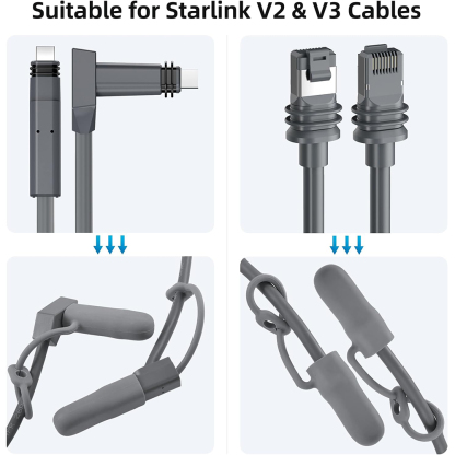 4Pcs Starlink Cable Silicone Caps Universal Starlink Gen 3 Cable and Gen 2 Cable Plug Waterproof Protective Silicone Covers Router and Antenna Ends Caps