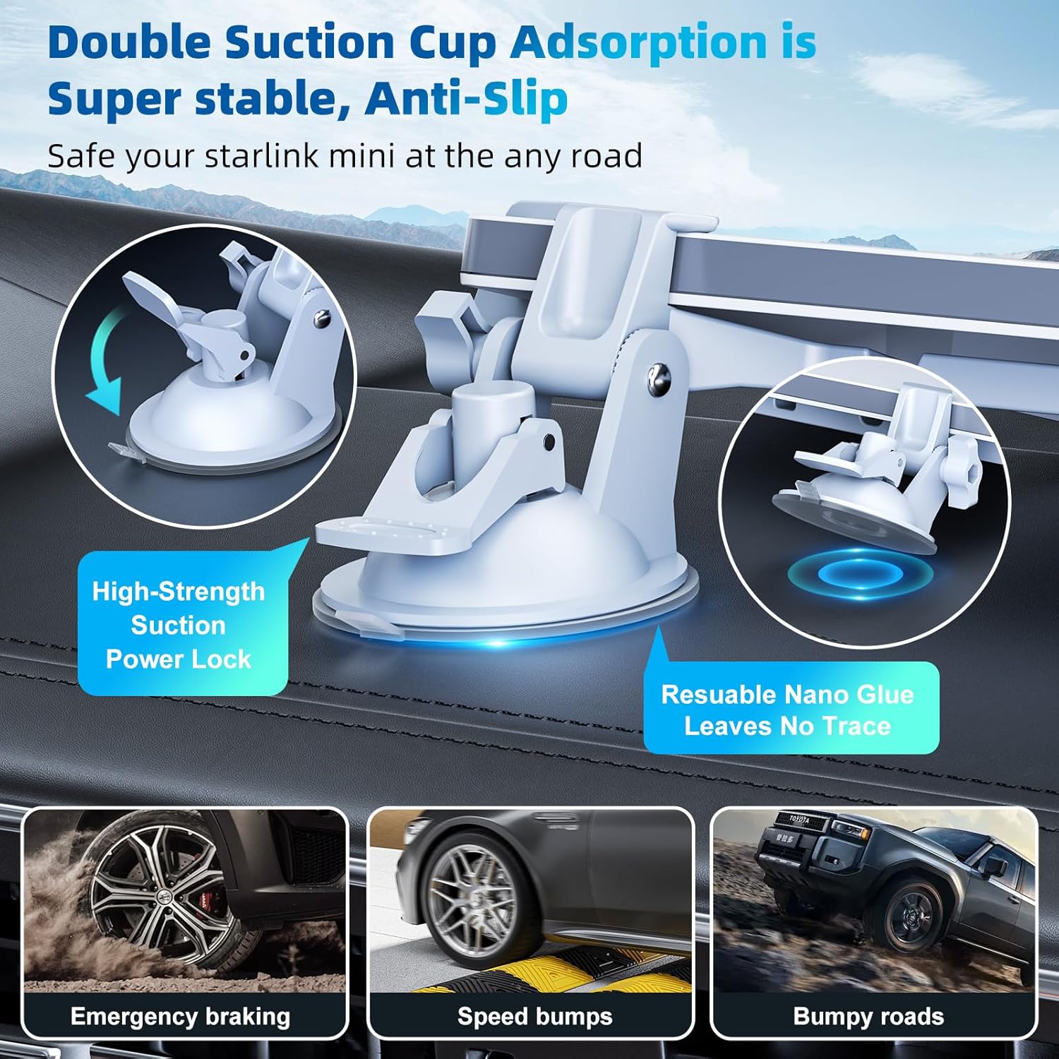 Starlink Mini Car Mount for Dashboard, Starlink Mini Mount for Car Starlink Mini Suction Cup Mount for Dashboard and windshield