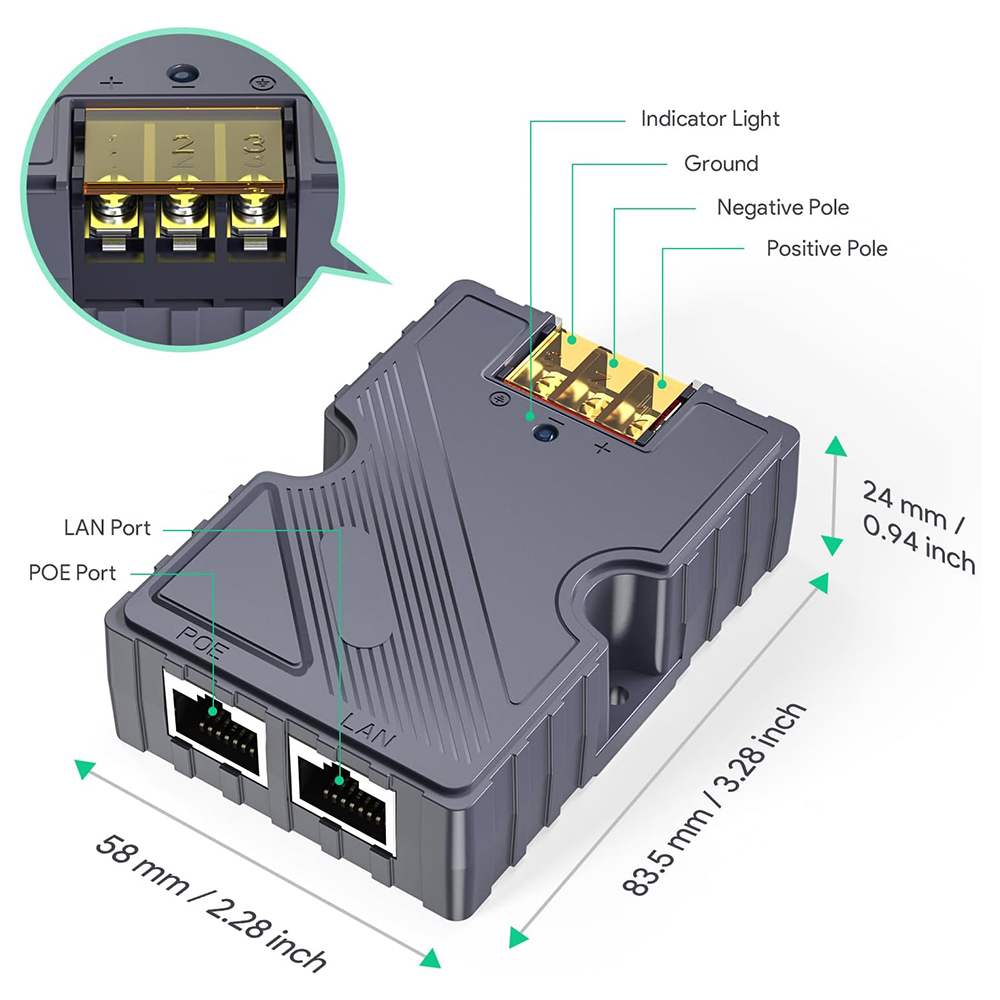 Starlink PoE Injector, 150W GigE Passive ABS Surge and ESD Protection with High-Speed Network, Ideal for Starlink Internet Kit Satellite