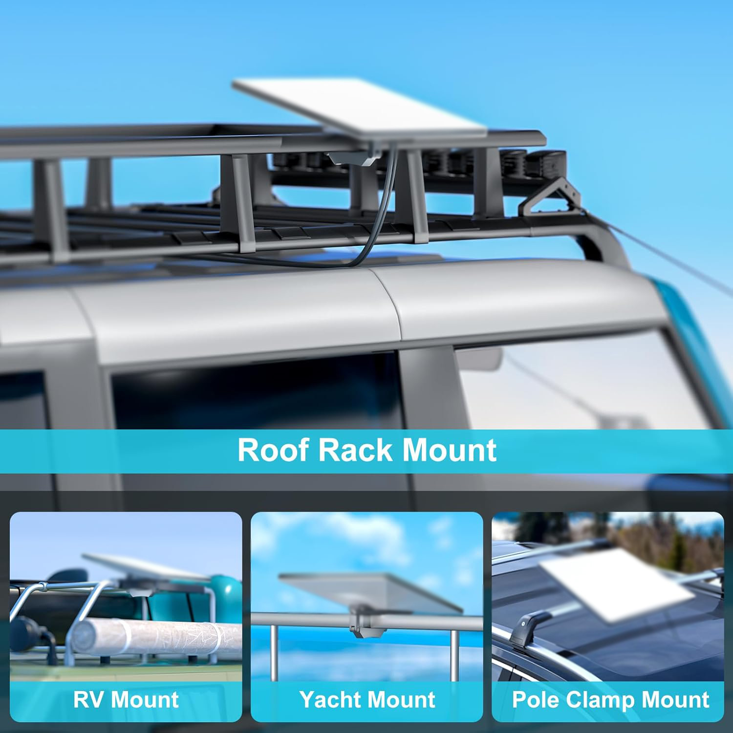 Starlink Mini Mount for Roof Rack, Aircraft Aluminum Clamp-On Mounting Kit for Pole, Roof, RV, Truck Camper, Railing Use