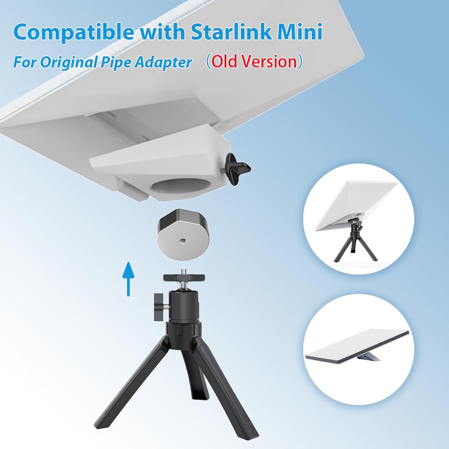 Starlink Mini Tripod Mount with Aluminum Adapter, Adjustable V4 Mount, Portable Starlink Mini Accessories Kit for RV/Yacht