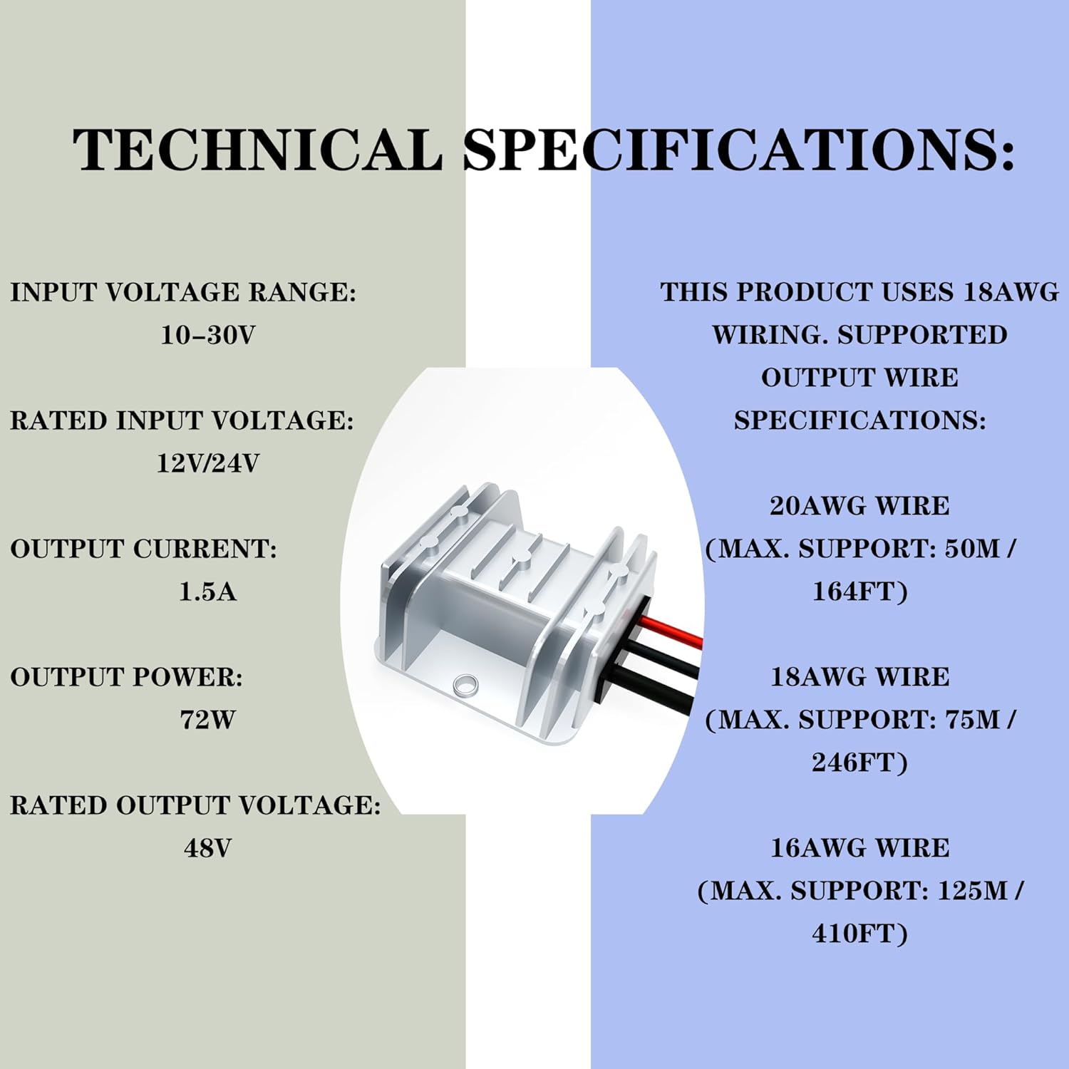 Starlink Mini 12V Adapter-12V/24V to 48V Input Battery Modification Boost Converter Output 1.5A 72W for Starlink Mini DC Power Supply