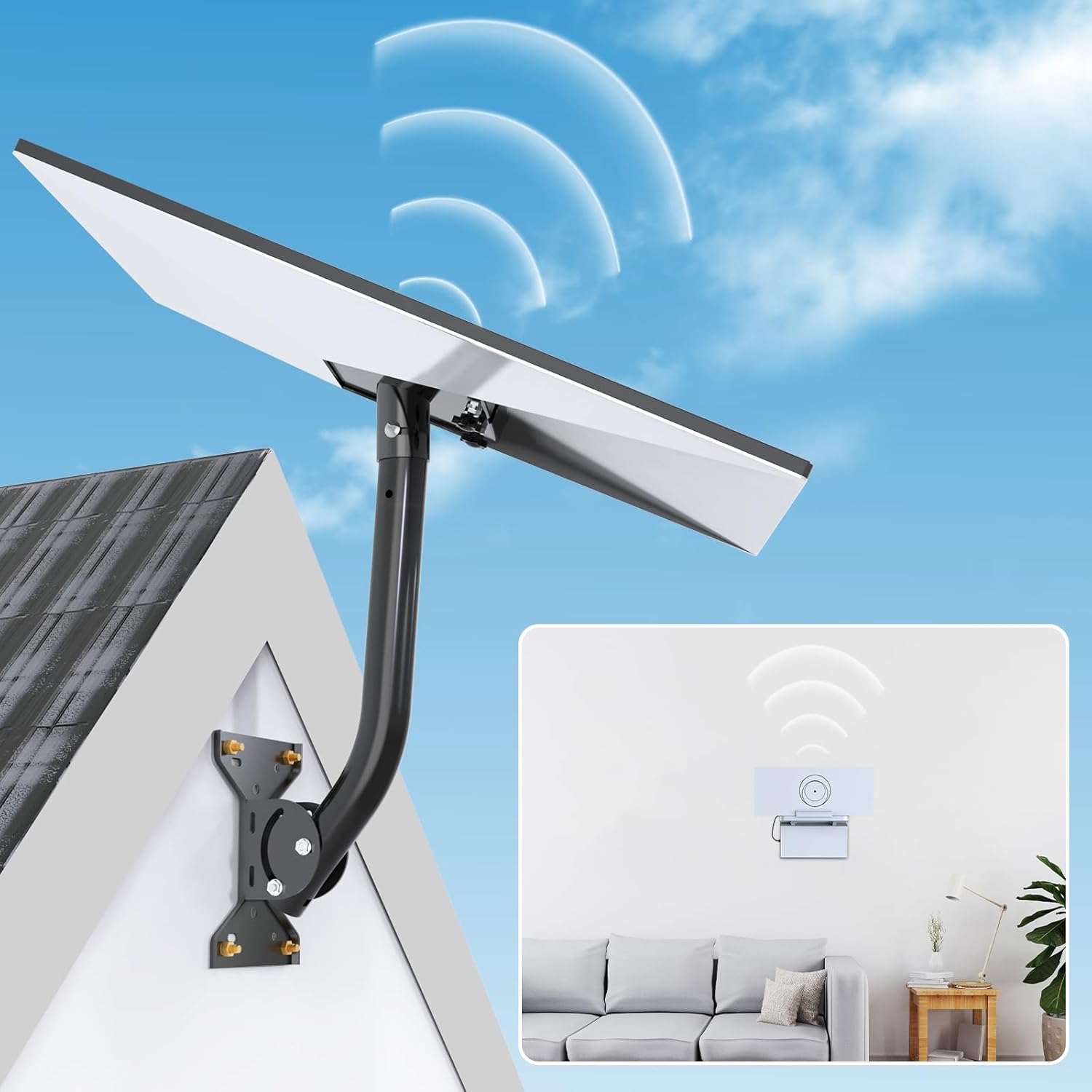 Starlink Gen 3 Mount, Adjustable Metal Starlink Pole Mounting Kit for Wall, Roof, with 2 in 1 Router Mount