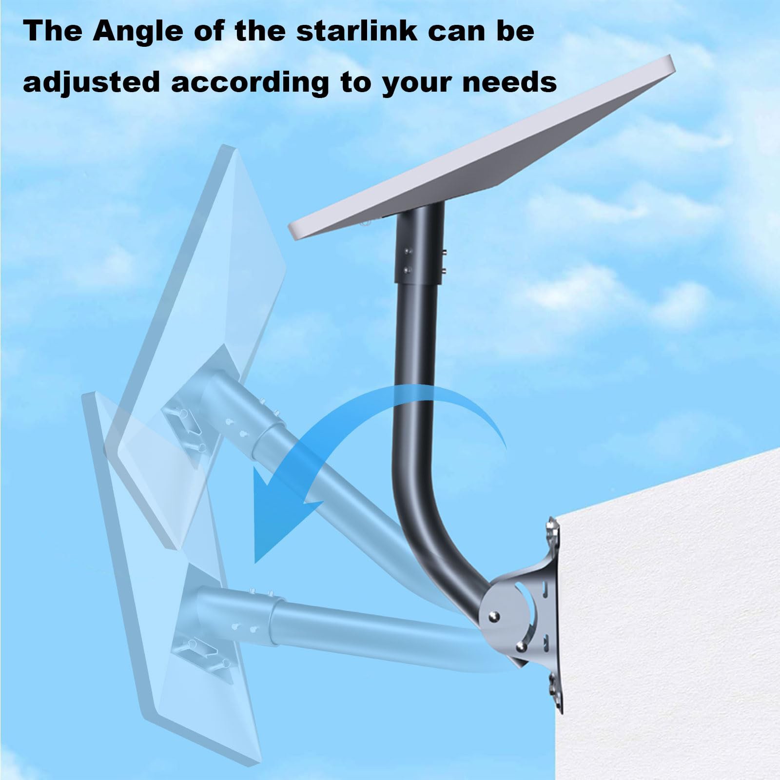 Starlink Gen 3 Mount, Adjustable Metal Starlink Pole Mounting Kit for Wall, Roof, with 2 in 1 Router Mount