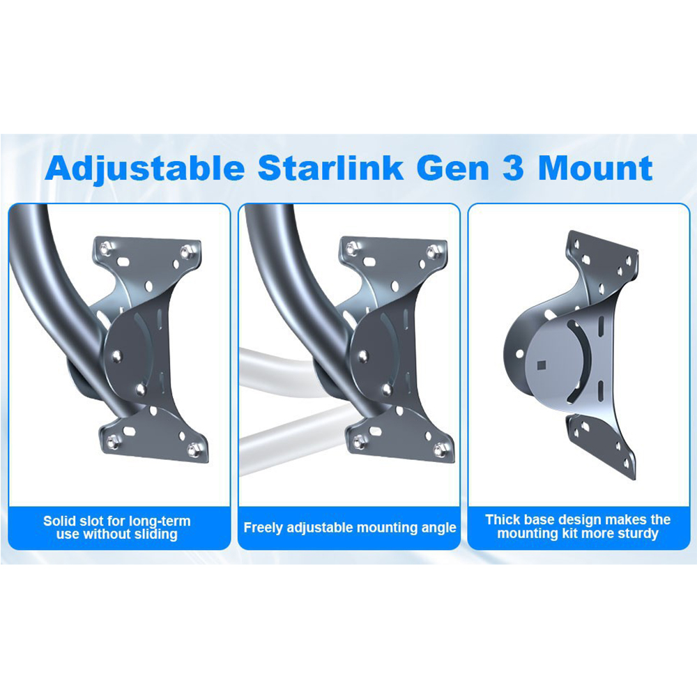 Starlink Gen 3 Mount, Adjustable Metal Starlink Pole Mounting Kit for Wall, Roof, with 2 in 1 Router Mount