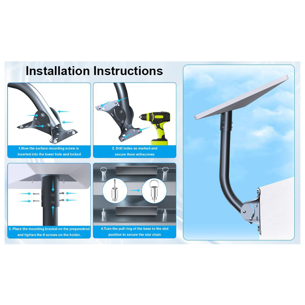 Starlink Gen 3 Mount, Adjustable Metal Starlink Pole Mounting Kit for Wall, Roof, with 2 in 1 Router Mount