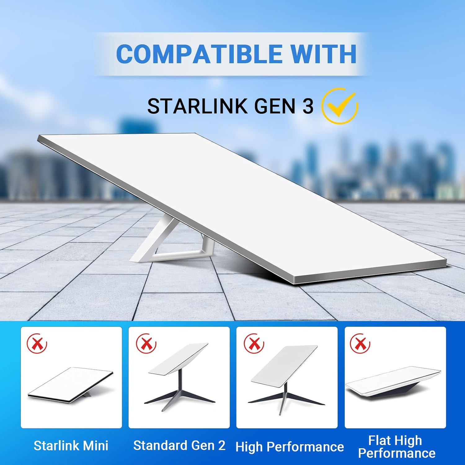Starlink Gen 3 Pipe Adapter, Starlink Mount, Windproof, Grey, Steel, Alloy Steel Frame, Wall and Corner Mount,