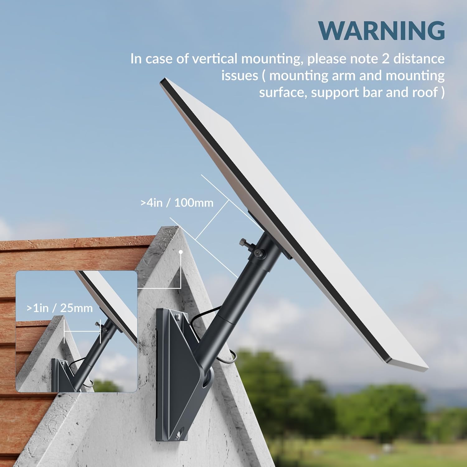 Cozytto Heavy Duty Mount for Starlink Gen 3, Aluminum Roof and Wall Kit with 90 Degree Tool Free Tilt, Stable 5.5 by 8.8 Inch Base for V3 Dish