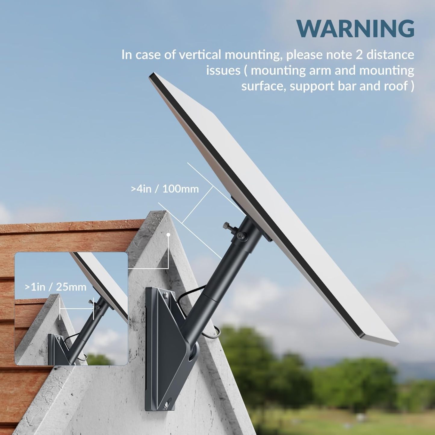 Cozytto Heavy Duty Mount for Starlink Gen 3, Aluminum Roof and Wall Kit with 90 Degree Tool Free Tilt, Stable 5.5 by 8.8 Inch Base for V3 Dish