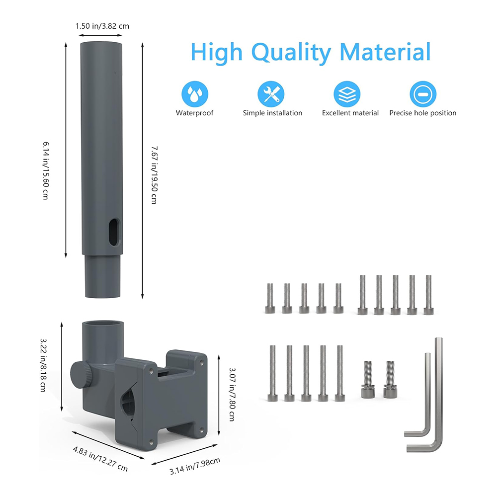 RV Ladder Mount for Starlink Mini, Aluminum Alloy Pole Adapter with 0.8 to 1.97 Inch Installation Range, Portable Mounting Kit for Van and Motorhome