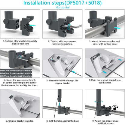 RV Ladder Mount for Starlink Mini, Aluminum Alloy Pole Adapter with 0.8 to 1.97 Inch Installation Range, Portable Mounting Kit for Van and Motorhome