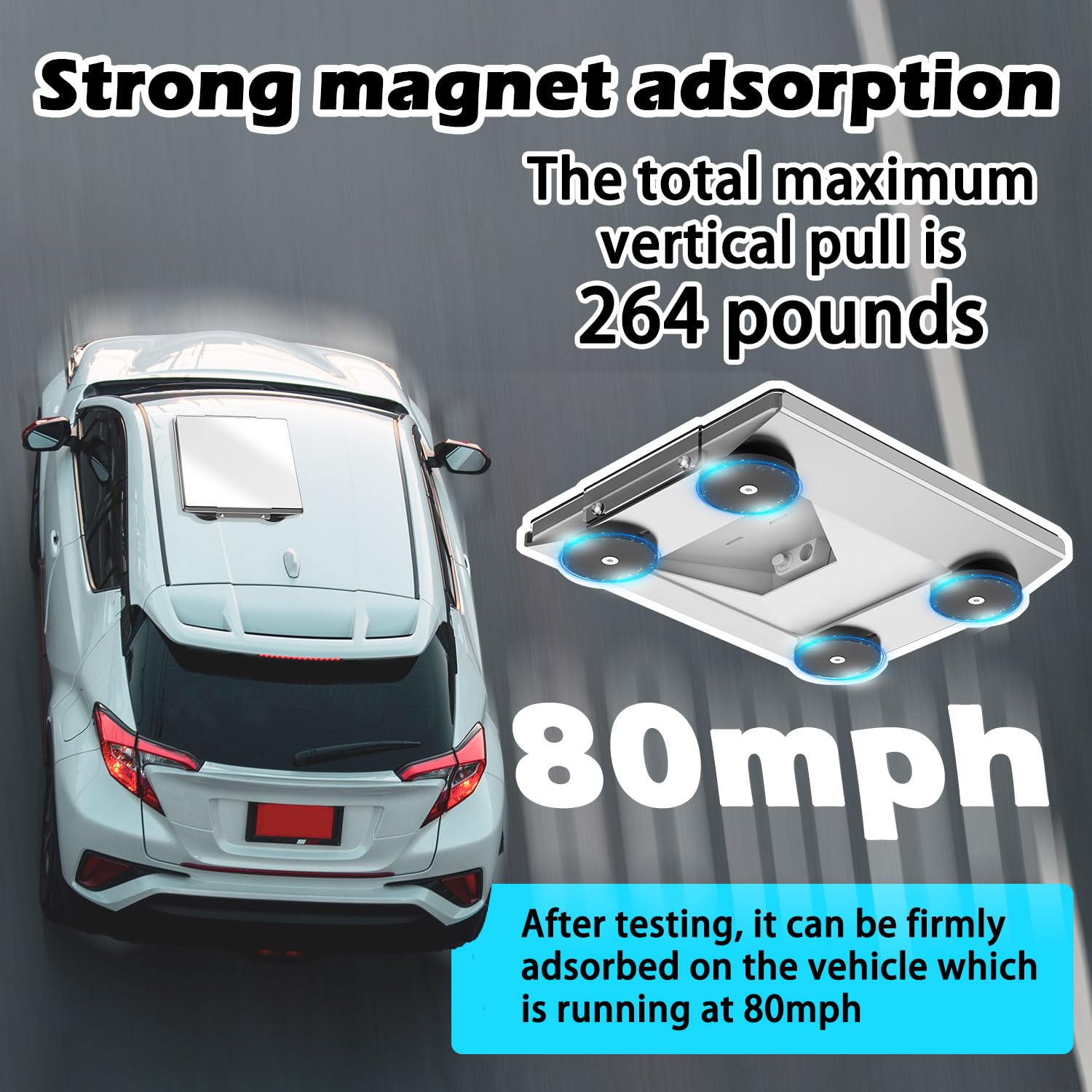 Magnetic Flat Mount for Starlink Mini, Heavy Duty Aluminum Alloy Bracket with PC Cover - Durable Car Roof Mounting Kit