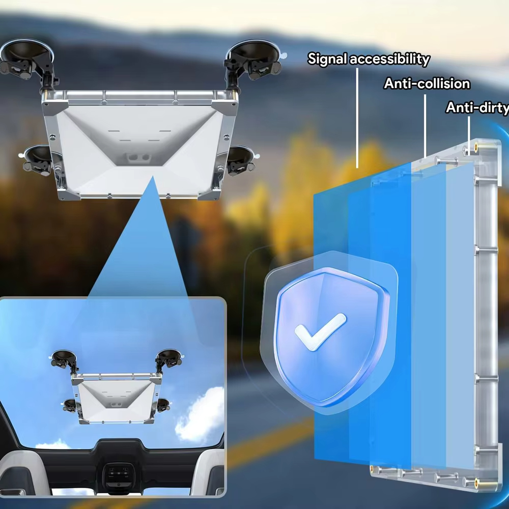 Suction Cup Mount with Protective Case for Starlink Mini, Strong Suction Roof and Sunroof Bracket for RV Car Boat