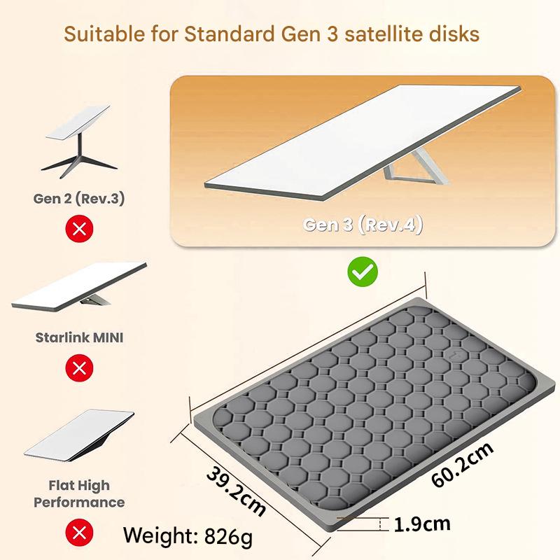 Starlink Gen 3 Protective Cover Case, Silicone Starlink Standard Gen 3 Case for Satellite Dish, Waterproof Impact Resistant to Rocks Sand (Grey)