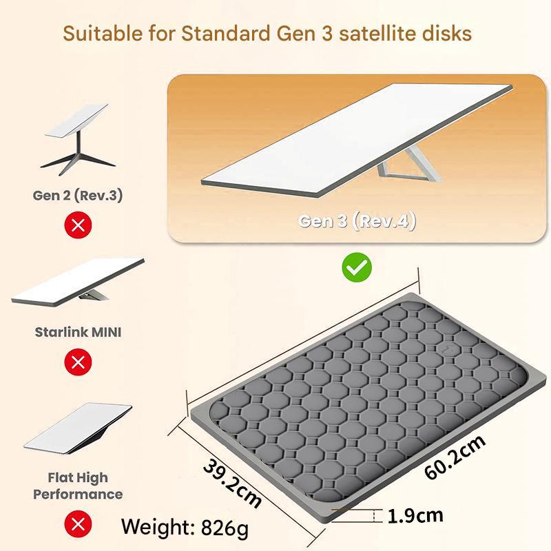 Starlink Gen 3 Protective Cover Case, Silicone Starlink Standard Gen 3 Case for Satellite Dish, Waterproof Impact Resistant to Rocks Sand (Grey)