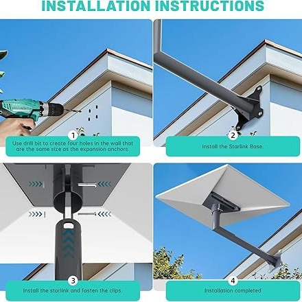 Starlink V3 Complete Mounting System | Multi-Scene Bracket for Roof, Wall, and Pole Mounting for Starlink Gen 3 Satellite