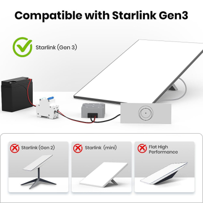 for Starlink Gen 3 12V Conversion Kit, 12V to 57V DC Step UP Converter for Starlink V3, Starlink Gen 3 Router Boost Converter for RV/Outdoor