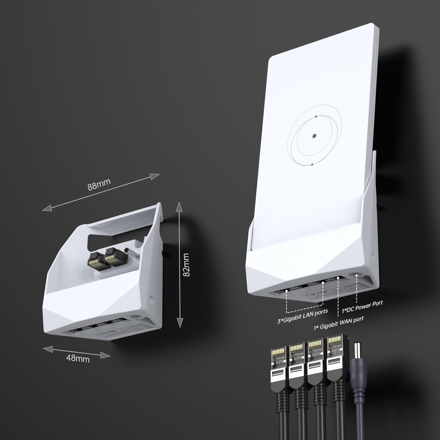 Starlink Mini Router Mount, Gigabit Docking Station for Starlink Router Mini, 1 WAN and 3 LAN Ports Ethernet Hub for Home, RV and Office
