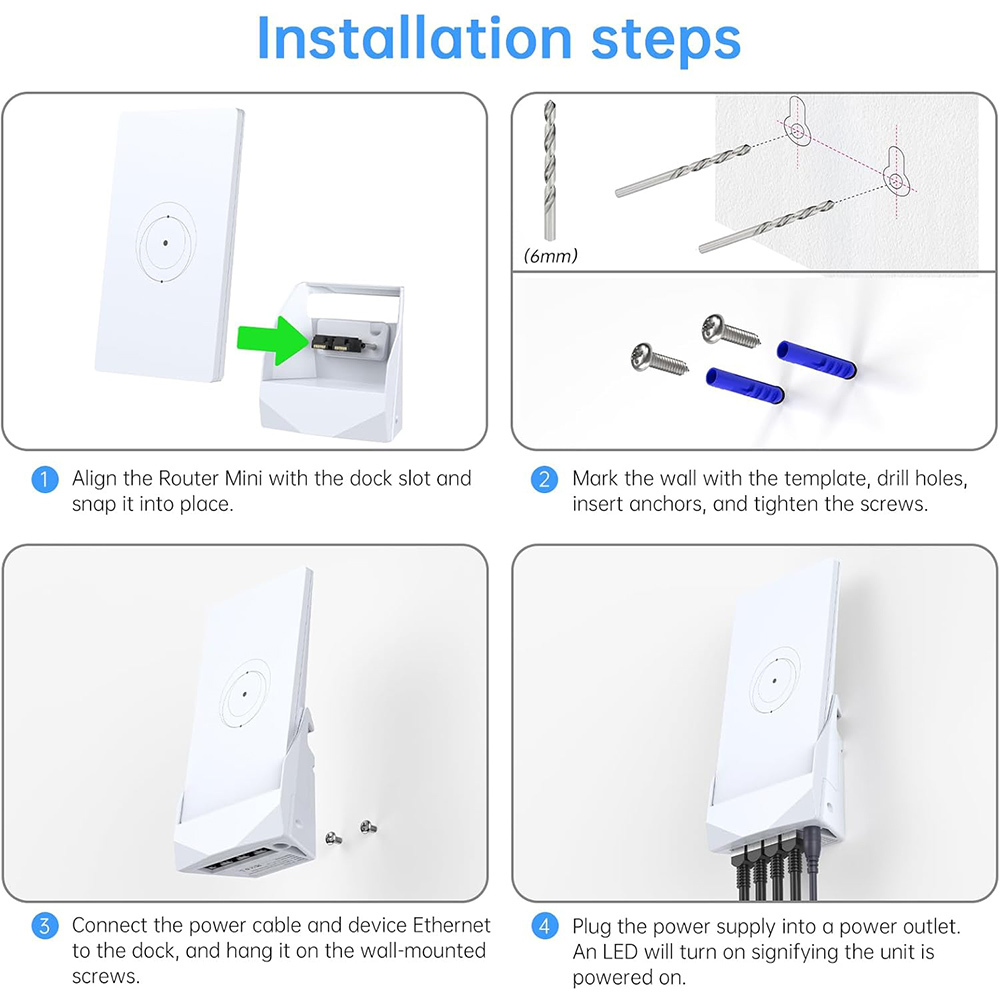 Starlink Mini Router Mount, Gigabit Docking Station for Starlink Router Mini, 1 WAN and 3 LAN Ports Ethernet Hub for Home, RV and Office