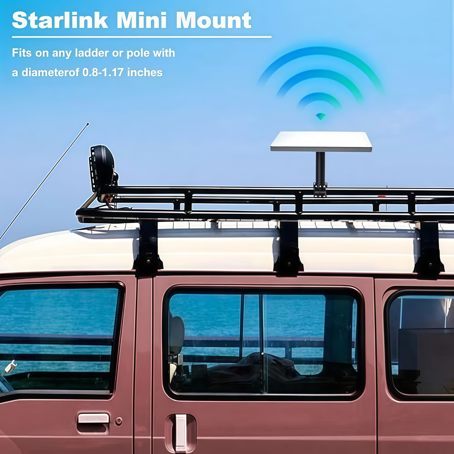 Stainless Steel Mount For Starlink Mini,Pipe Clamp Mounting Bracket For Rvs,Caravans Car Rooftops,Heavy Duty Weatherproof Satellite Pole Holder