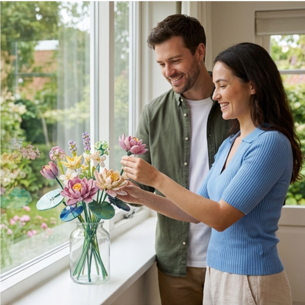 Flower Bouquet Building Blocks Set, Botanical Collection for Home Decor Accessories, DIY Unique Gift for Girls and Kids Aged 8+ (891 PCS)