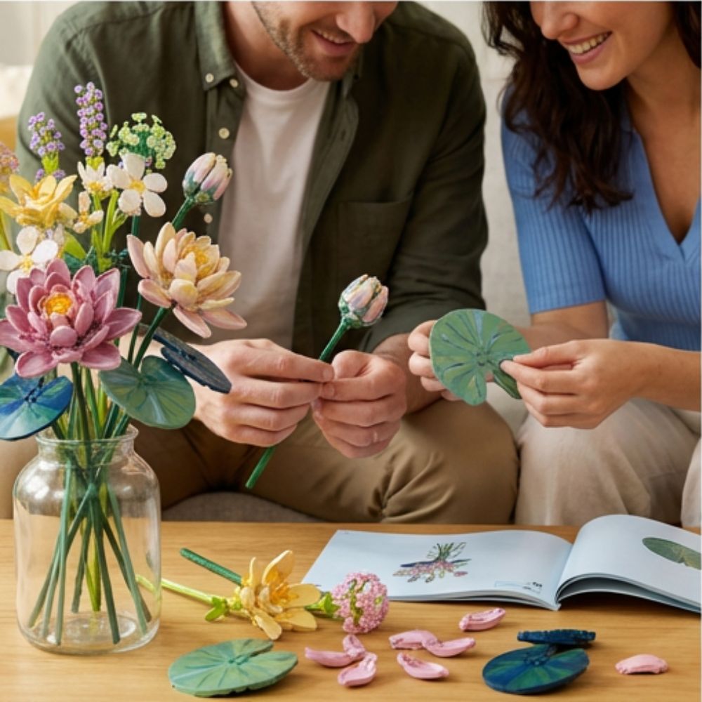 Flower Bouquet Building Blocks Set, Botanical Collection for Home Decor Accessories, DIY Unique Gift for Girls and Kids Aged 8+ (891 PCS)