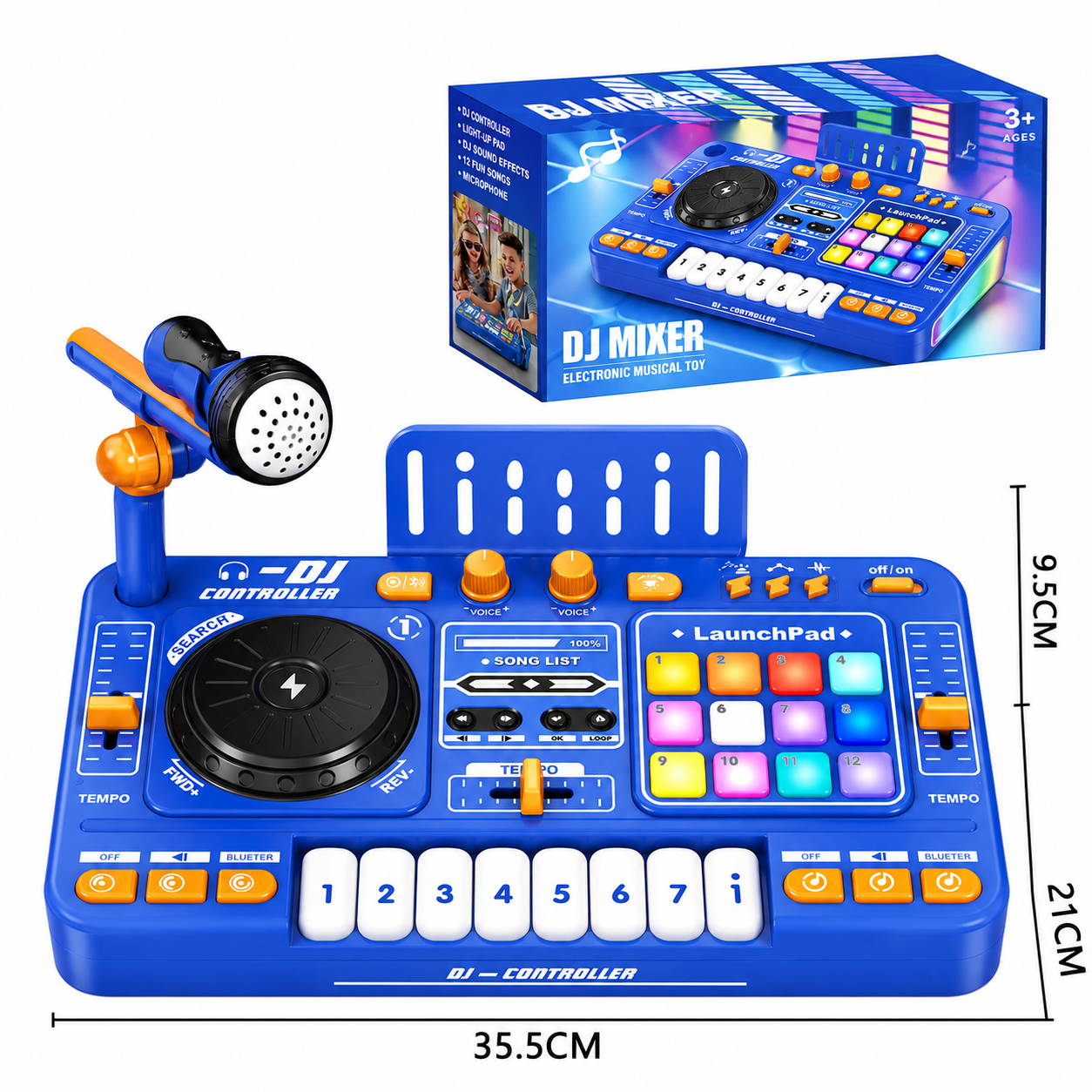 DJ Mixer Toys for Kids, Electronic Musical DJ Toys with Lights and Songs, Sound Effects with Microphone, Birthday Gifts for Boys Girls